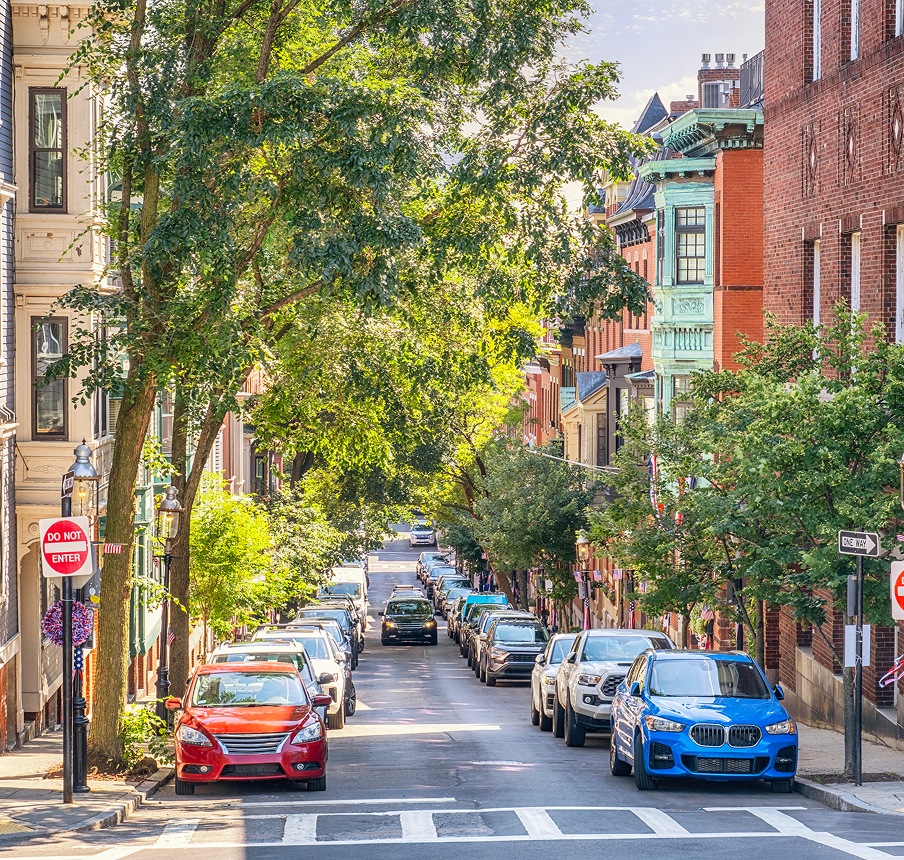Urban neighborhood with colorful buildings